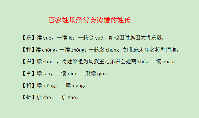 取名：百家姓里经常会读错的姓氏