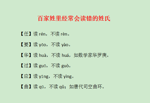 【取名字】百家姓里经常会读错的姓氏